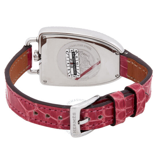 ساعة هيرمس جالوب كوارتز نسائية بمينا فضية مرصعة بالألماس