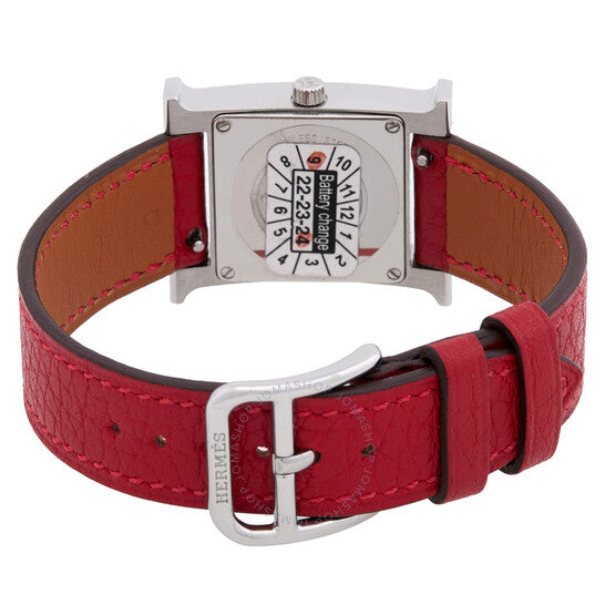 ساعة هيرمس H Hour كوارتز بمينا أبيض