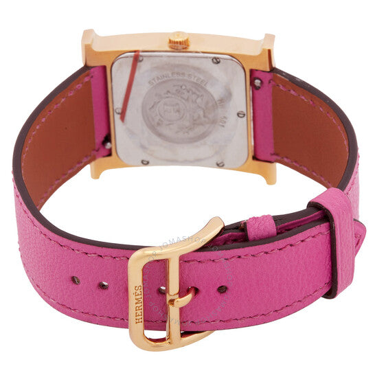 ساعة هيرمس هيور اتش كوارتز للنساء بمينا بيضاء