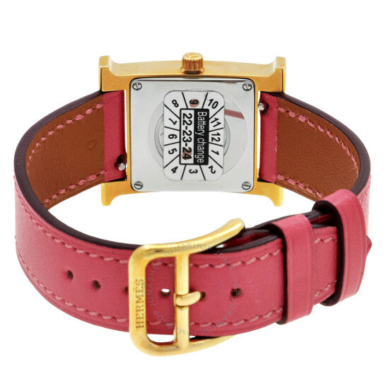 ساعة هيرمس هيور اتش كوارتز للنساء بمينا بيضاء