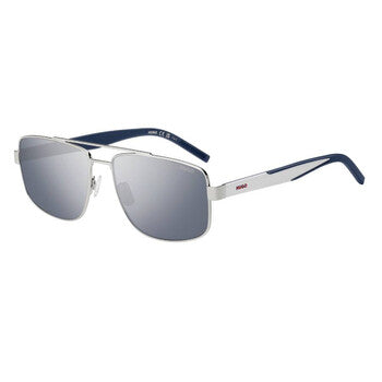 Silver Mirror Rectangular Men's Sunglasses