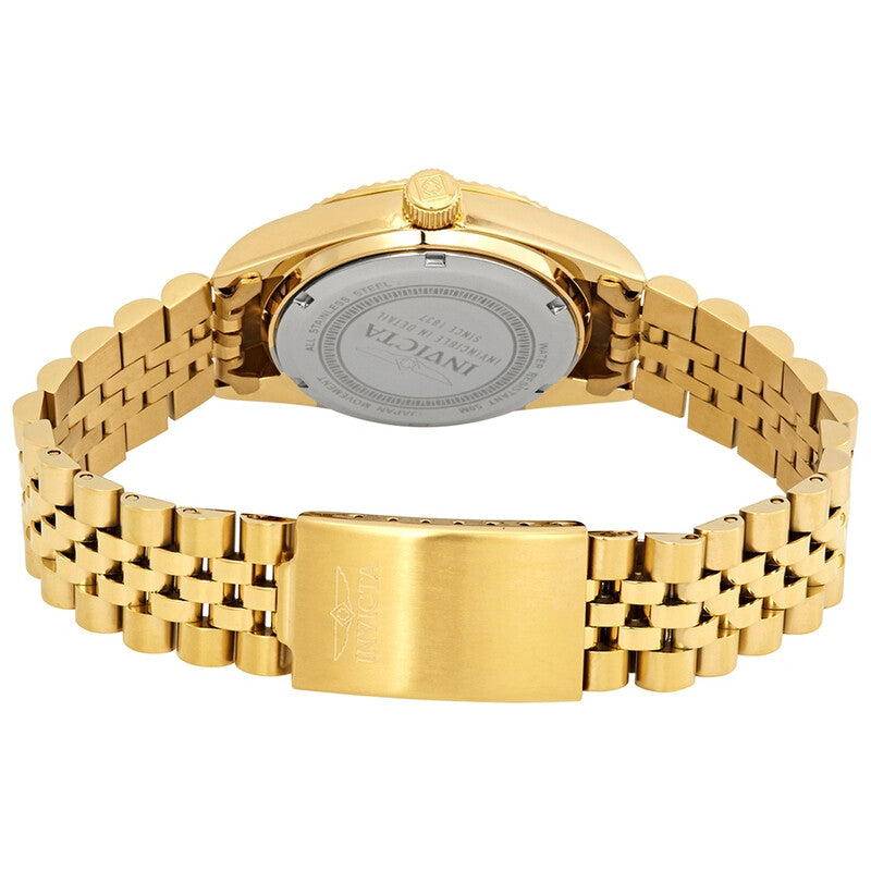 Specialty Black Dial Yellow Gold-tone Ladies Watch