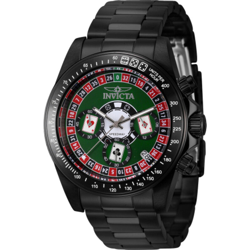 Speedway Roulette Casino Chronograph GMT Quartz Green Dial Men's Watch
