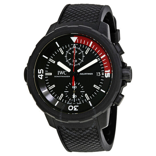ساعة IWC Aquatimer أوتوماتيكية للرجال بمينا أسود