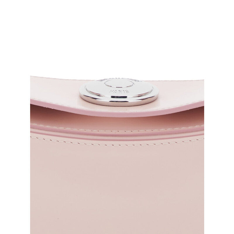 le Calisso Pink Shoulder Bag With Engraved Snap Button In Leather