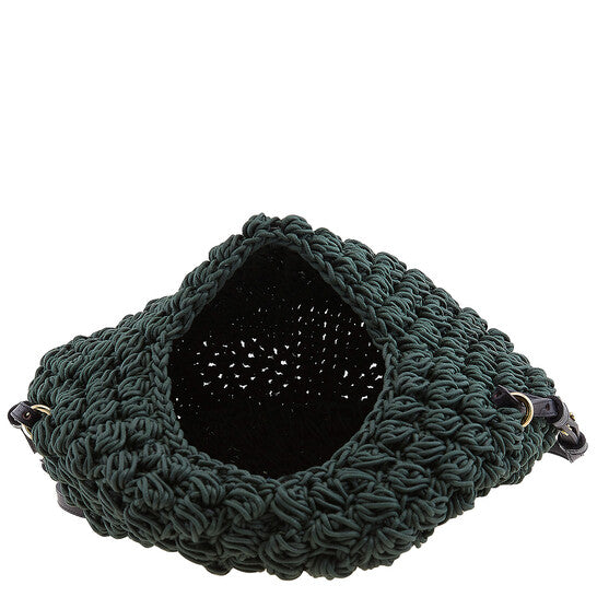 Khaki Popcorn Basket Woven Top Handle Bag