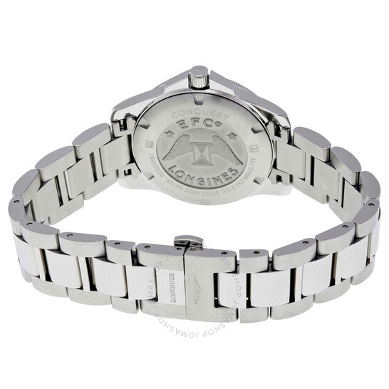 Longines, Black Dial Stainless Steel Ladies Watch