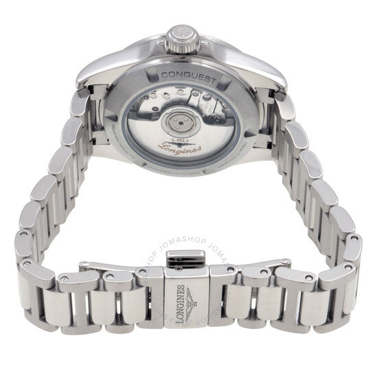 ساعة لونجين كونكويست أوتوماتيكية للسيدات بمينا فضية مرصعة بالألماس