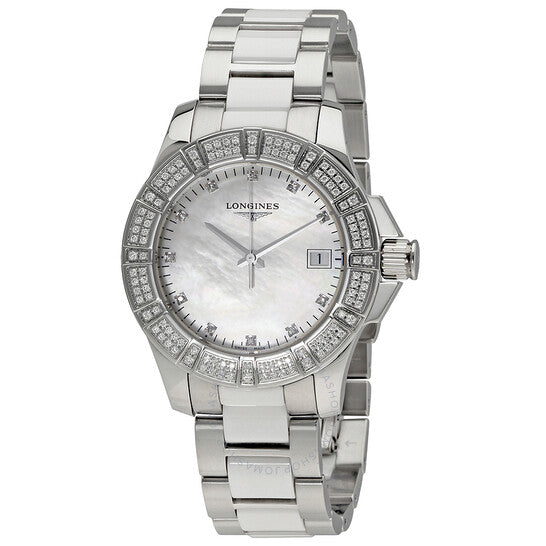 Longines, Conquest Mother of Pearl Dial Diamond Ladies Watch