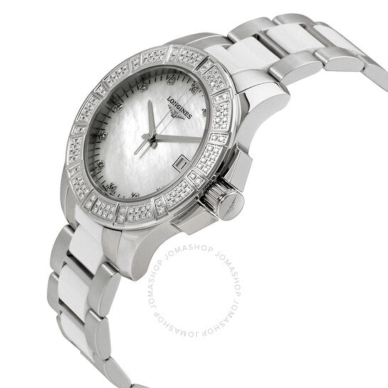 Longines, Conquest Mother of Pearl Dial Diamond Ladies Watch