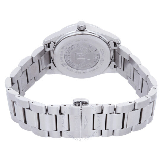 ساعة لونجين كونكويست كوارتز ماسية بمينا سوداء للسيدات