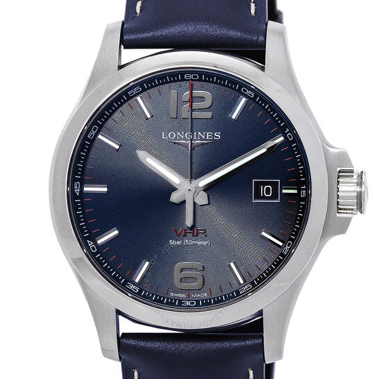 ساعة لونجين كونكويست VHP كوارتز للرجال بمينا أزرق