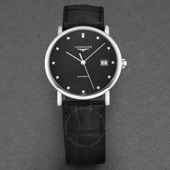 Longines, Elegant Diamond Black Dial Men's Watch