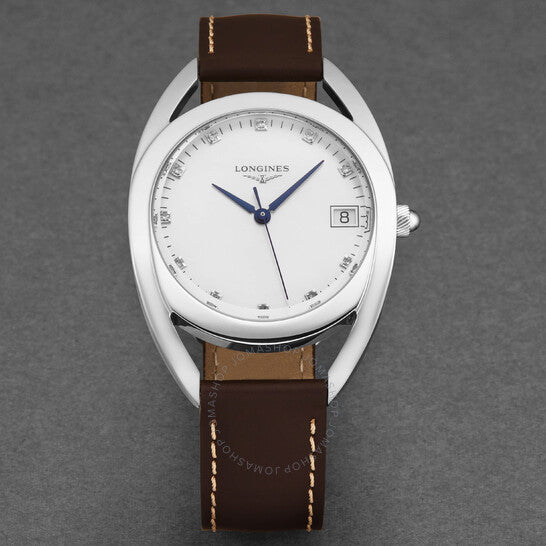 ساعة لونجين إكويستريان كوارتز للسيدات بمينا أبيض من الألماس