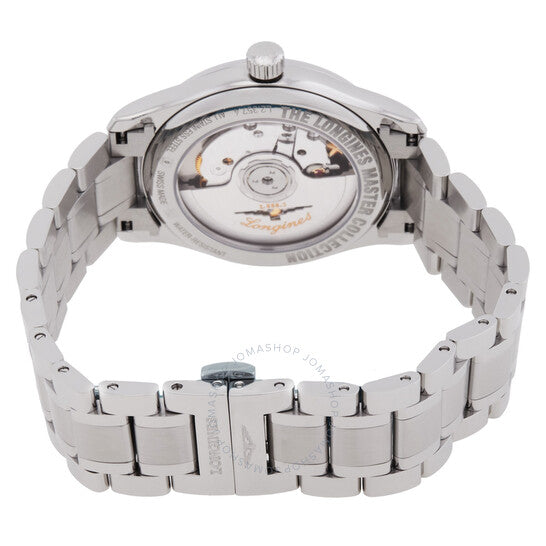 ساعة لونجين ماستر أوتوماتيكية مرصعة بالألماس وميناء أخضر للسيدات