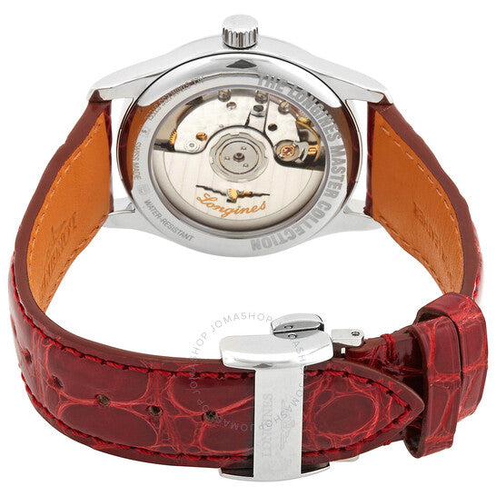 ساعة لونجين ماستر أوتوماتيكية للسيدات بمينا أبيض من الألماس