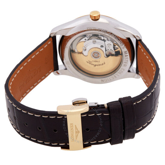 ساعة لونجين ماستر أوتوماتيكية للرجال بمينا أبيض مرصعة بالألماس