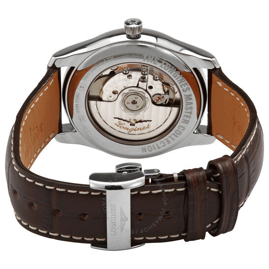 ساعة لونجين ماستر أوتوماتيك مون فيز للرجال بمينا أبيض