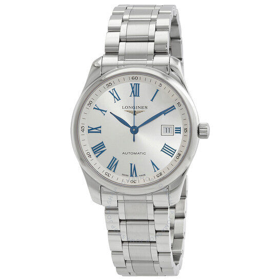 ساعة لونجين ماستر أوتوماتيكية للرجال بمينا فضي
