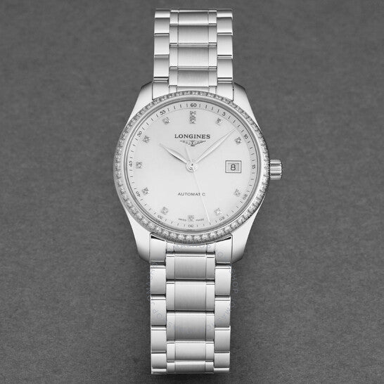 ساعة لونجين ماستر كوليكشن أوتوماتيكية مرصعة بالألماس للسيدات
