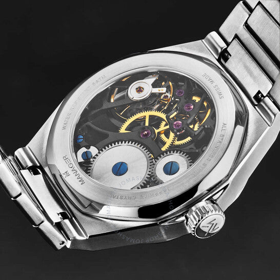 ساعة مانجر ريفولوشن للرجال ذات الميناء الأسود واليدوي