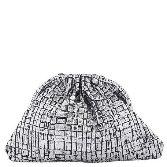 Maria La Rosa, Ladies Ribbon Laminated Silver Mini Game Clutch