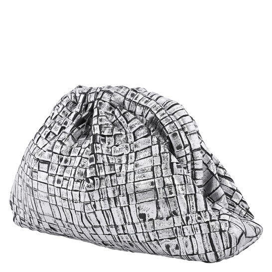 Maria La Rosa, Ladies Ribbon Laminated Silver Mini Game Clutch