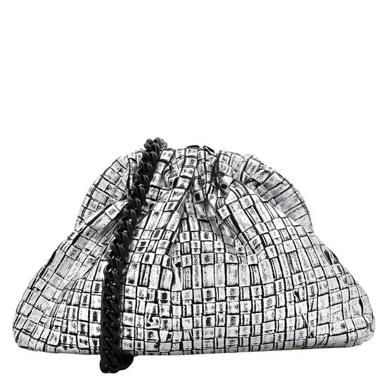 Maria La Rosa, Ribbon Laminated Silver Mini Game Clutch