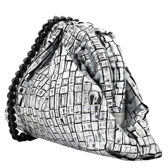 Maria La Rosa, Ribbon Laminated Silver Mini Game Clutch