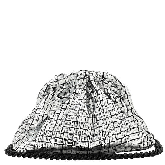 Maria La Rosa, Ribbon Laminated Silver Mini Game Clutch