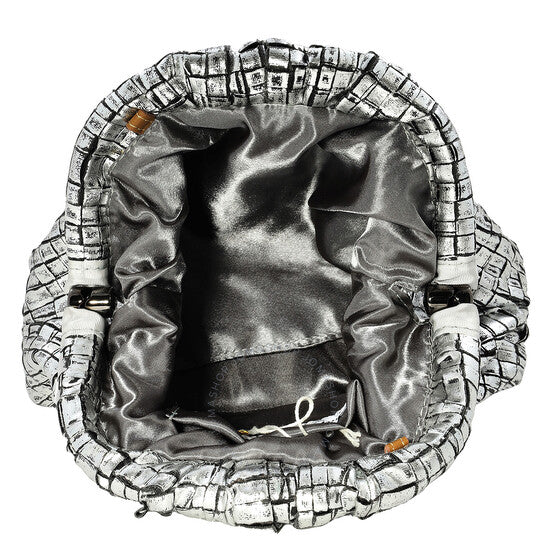 Maria La Rosa, Ribbon Laminated Silver Mini Game Clutch