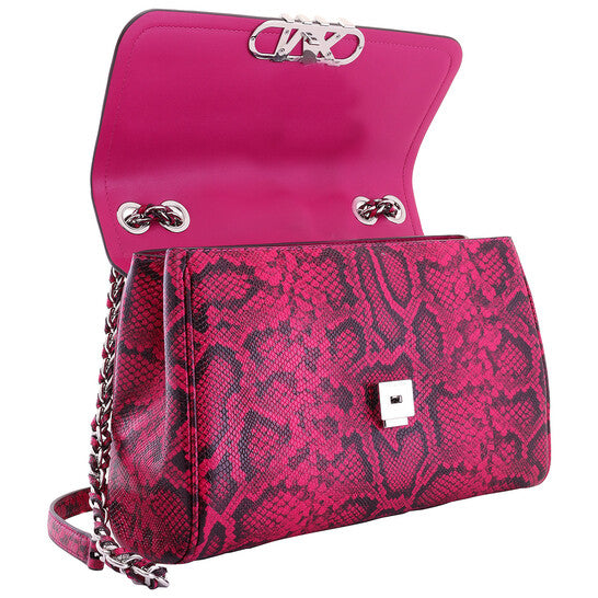 Snake Embossed Leather Shoulder Bag