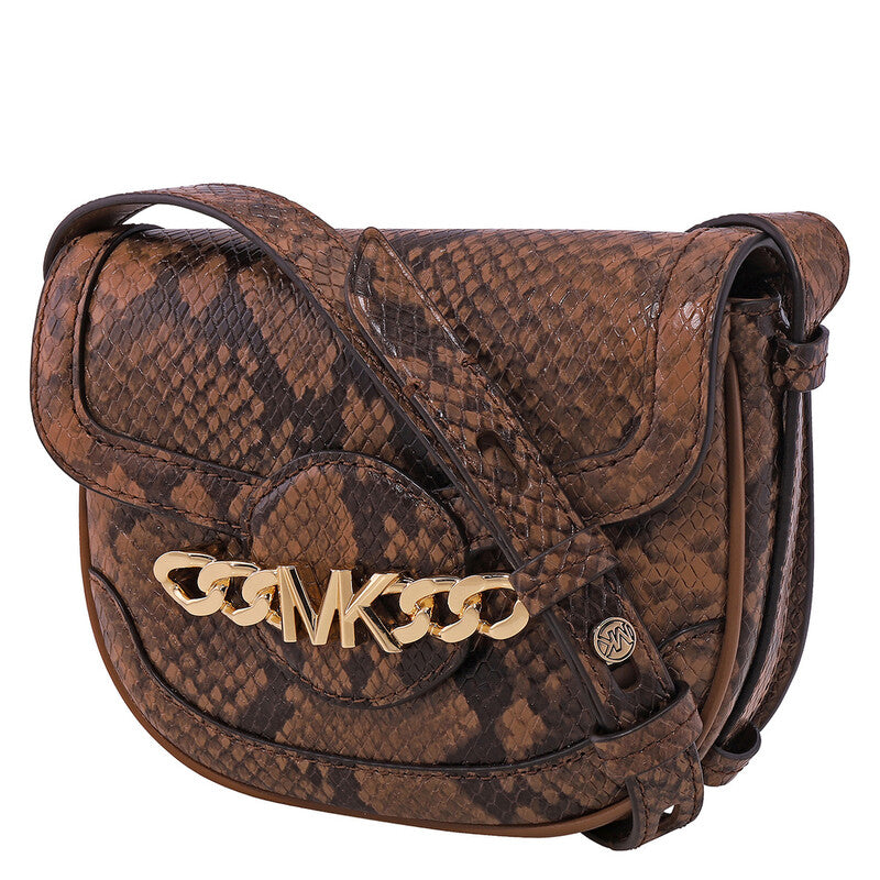 Snakeskin Effect Saddle Crossbody Bag