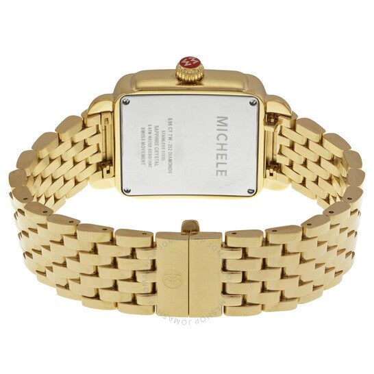 Michele, Art of Deco Black Dial Gold-plated Ladies Watch