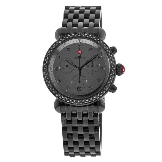 Michele, CSX Chronograph Quartz Diamond Black Dial Ladies Watch
