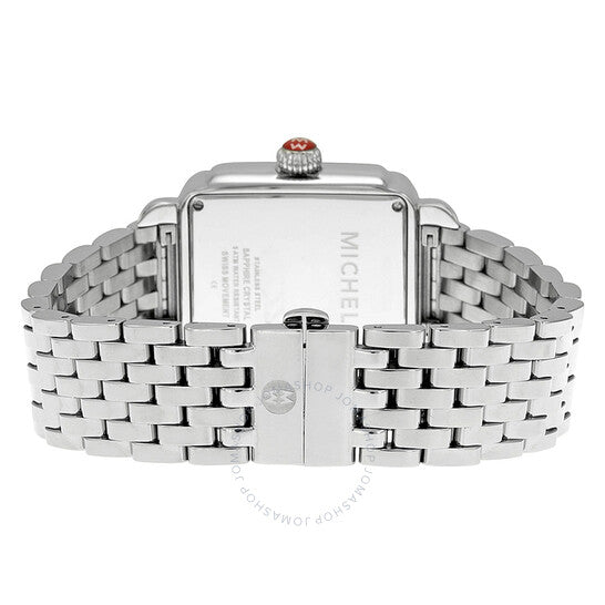 Michele, Deco Diamond Blue Pave Dial Strap Ladies Watch