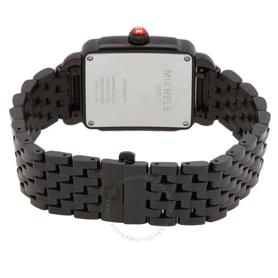Michele, Deco Mid Quartz Black Dial Ladies Watch
