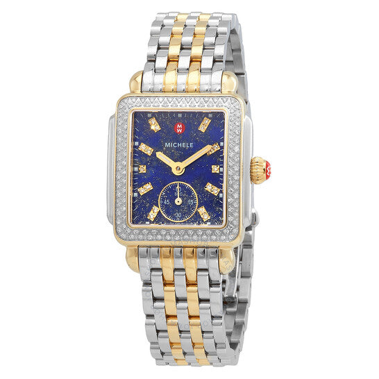 Michele, Deco Mid Quartz Diamond Blue Dial Ladies Watch