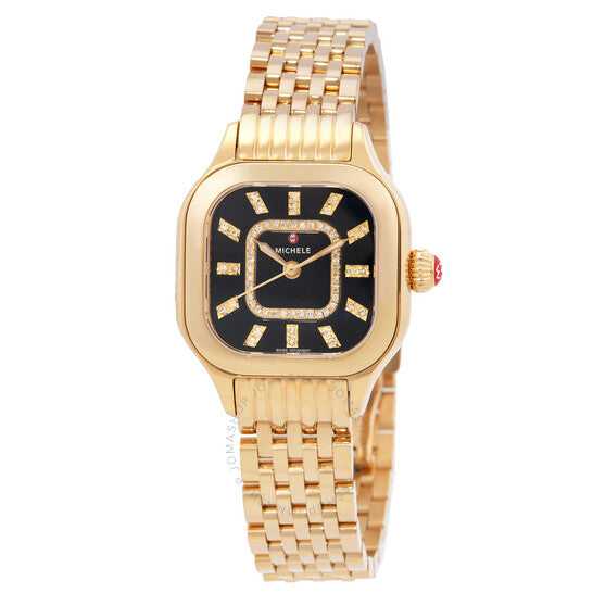 ساعة ميشيل ميجي كوارتز للسيدات بمينا أسود مرصعة بالألماس