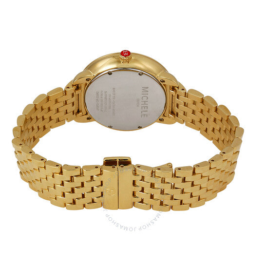 Michele, Serein Black Pearl Dial Gold-plated Diamond Ladies Watch