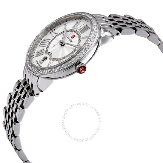 ميشيل، ساعة سيرين النسائية البيضاء بمينا أشعة الشمس والألماس