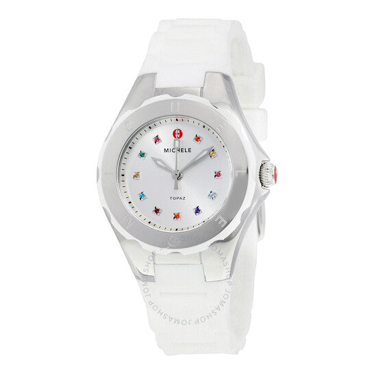 Michele, Tahitian Jelly Bean Silver Dial Ladies Casual Watch