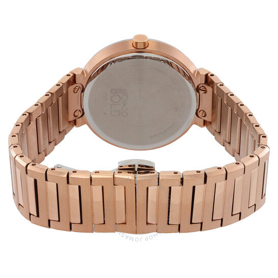 ساعة موفادو النسائية الجريئة بمينا من الذهب الوردي، كوارتز