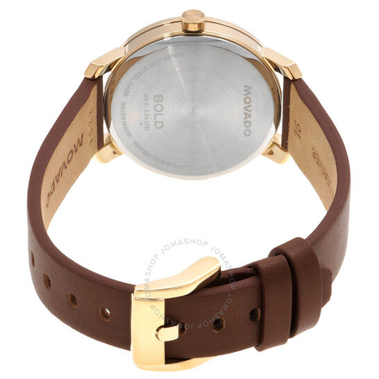 ساعة موفادو النسائية الجريئة كوارتز بمينا بيضاء