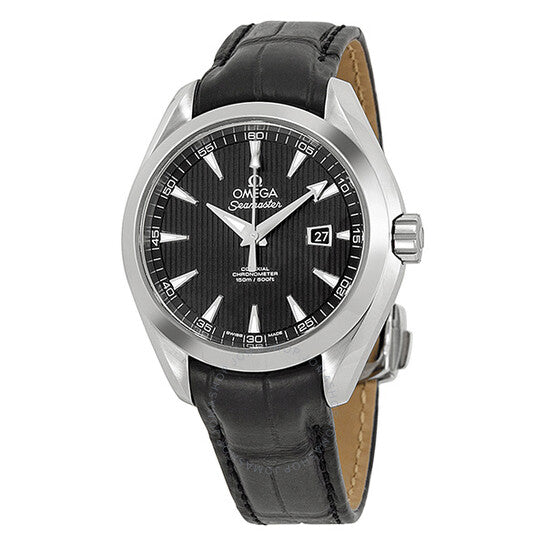 Omega, Aqua Terra Black Dial Black Leather Ladies Watch