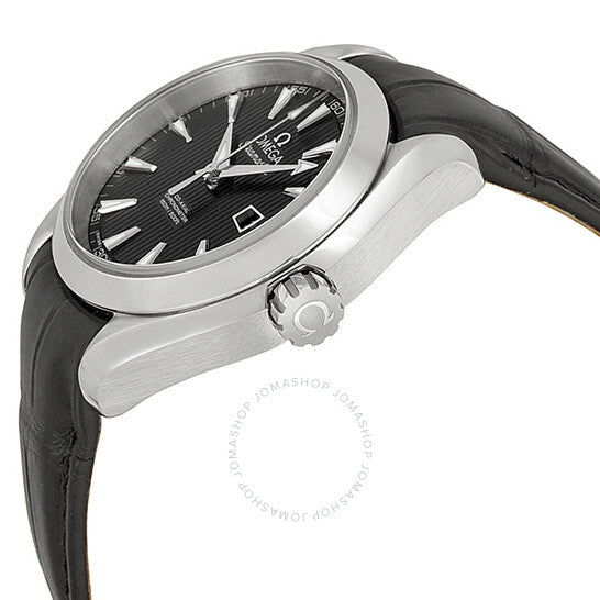 Omega, Aqua Terra Black Dial Black Leather Ladies Watch