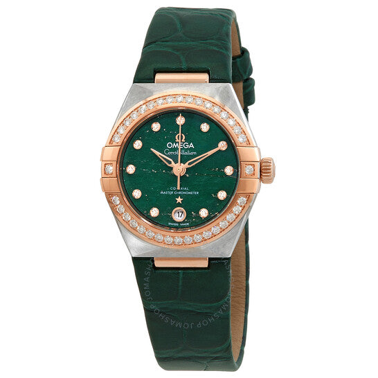 Omega, Constellation Automatic Chronometer Diamond Green Dial Ladies Watch