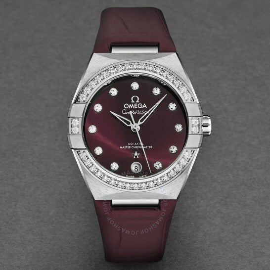 Omega, Constellation Automatic Chronometer Diamond Red Dial Ladies Watch