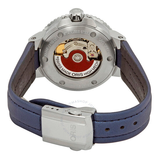 ساعة أوريس أكويس أوتوماتيكية بمينا زرقاء مرصعة بالألماس للسيدات