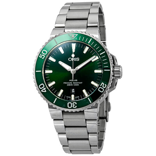 ساعة أوريس أكويس ديت أوتوماتيكية للرجال بمينا أخضر